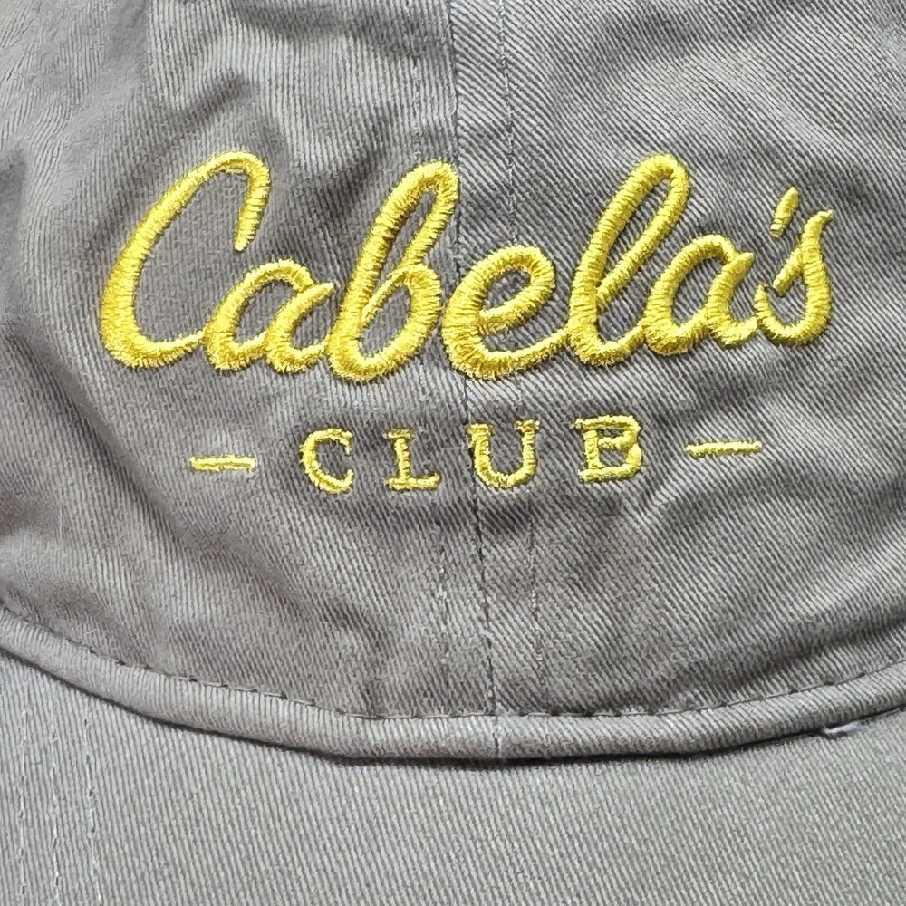 Cabelas Club Baseball Hat StrapBack Adjustable Embroidered Tan Yellow Script