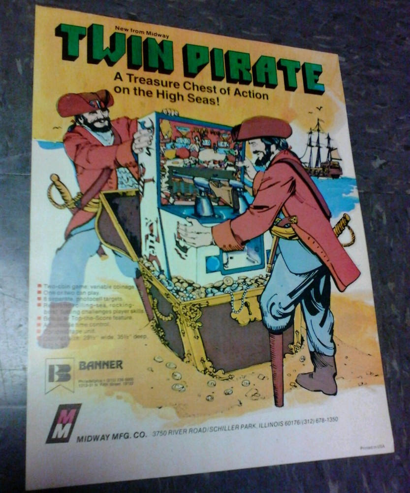 Midway TWIN PIRATE flyer- good original