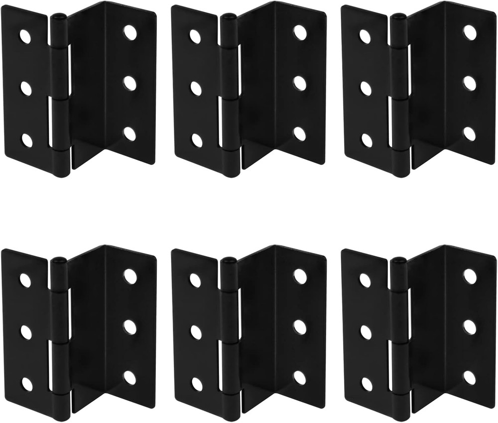 6 Pcs 3" High Half-Surface Chest Hinges,Black Offset Hinge for 1" Thick Door Pan