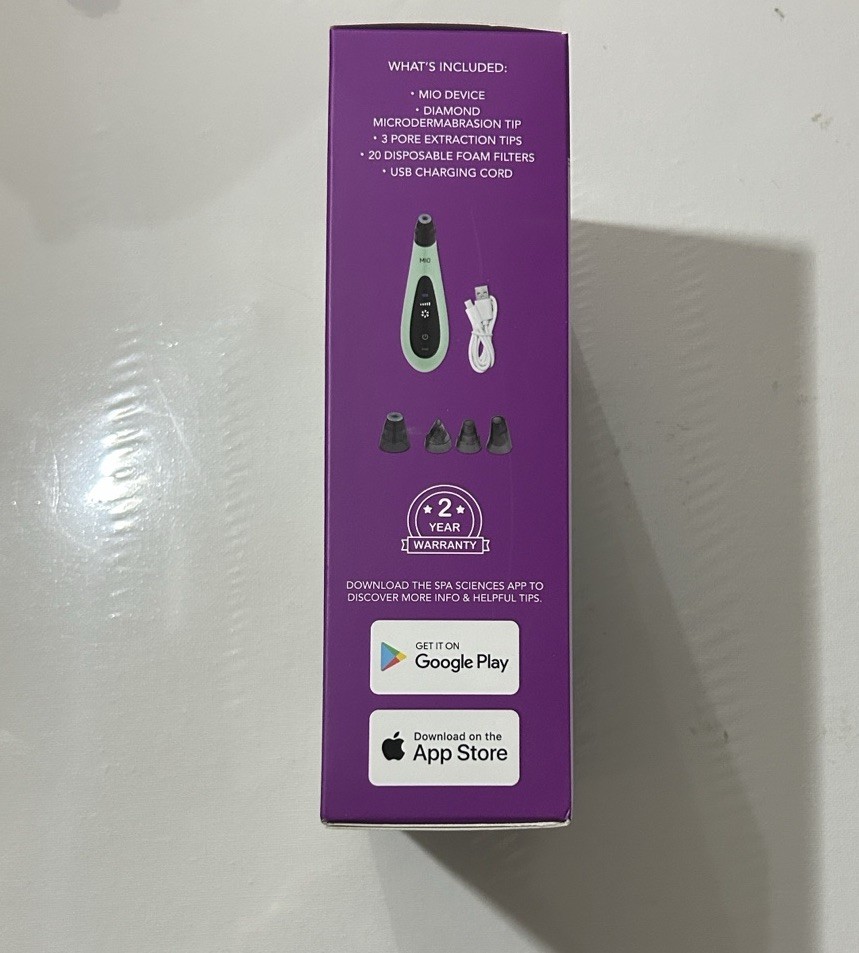 Spa Sciences MIO Diamond Microdermabrasion Green USB Rechargeable Tool 4 Tips