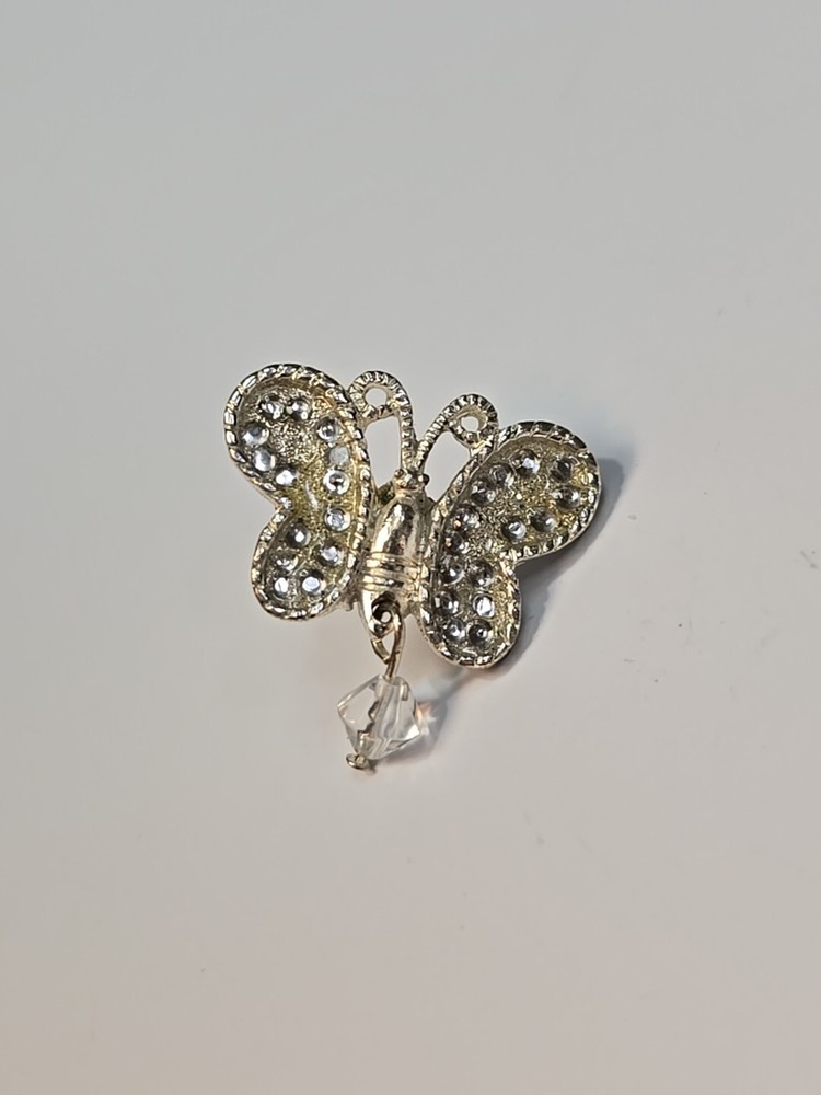 AVON Lapel Pin White Butterfly Dangling Bead