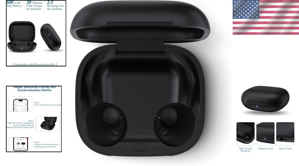Portable Powerbeats Pro 2 Charging Case with Bluetooth Sync and LED Indicators