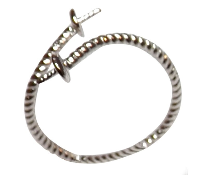 Twisted 925 Sterling Silver Spiral Adjustable Ring Setting for 2 Pearls