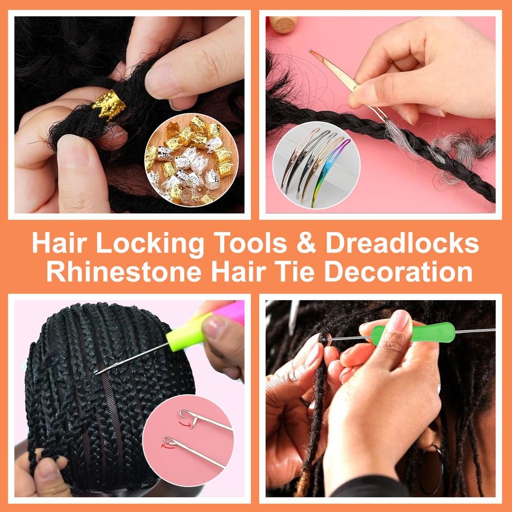 48 Pcs Dreadlock Crochet Hook Tool Set 6 Different Size Bent Latch Hook