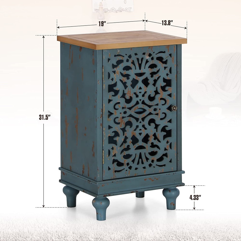 Accent Cabinet Console Table Decorative Sideboard Buffet Storage Cabinets Blue