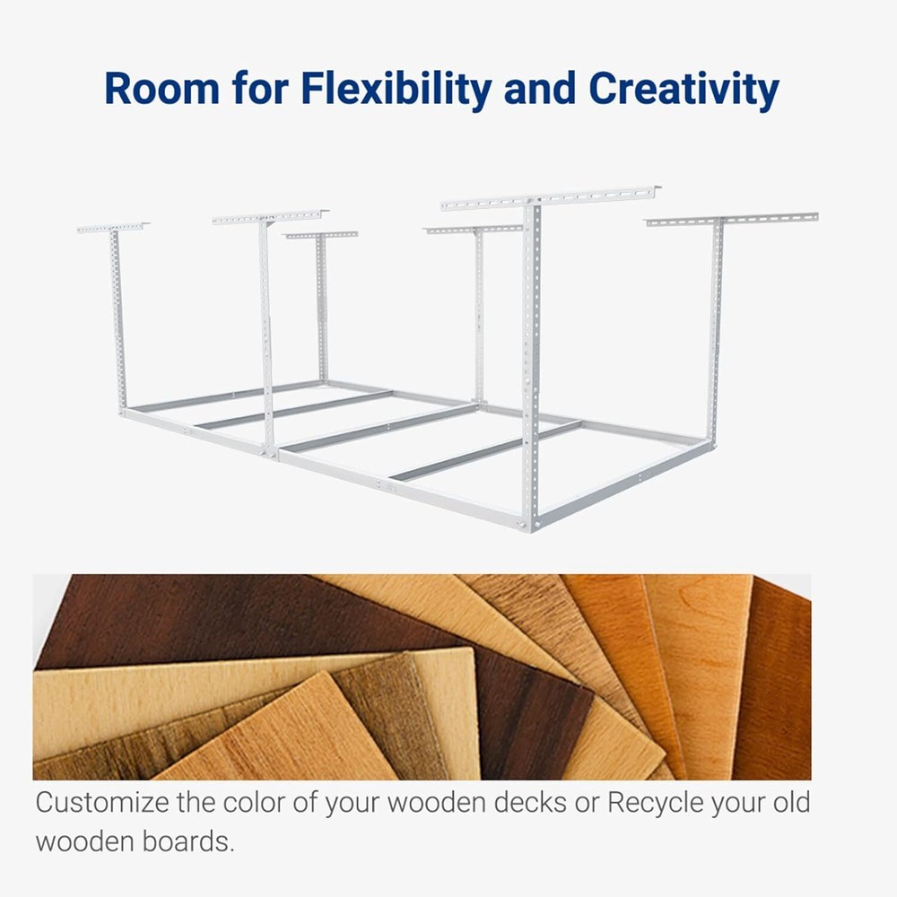 FLEXIMOUNTS 4x8 Overhead Garage Storage Rack without Decking, , 600lbs ﻿