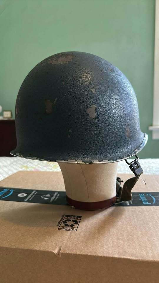 Original WW2 US M1 Helmet Front Seam