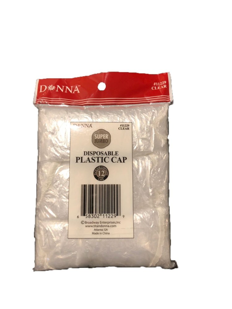 Donna Collection Disposable Plastic Cap, Super Jumbo, 12 Count