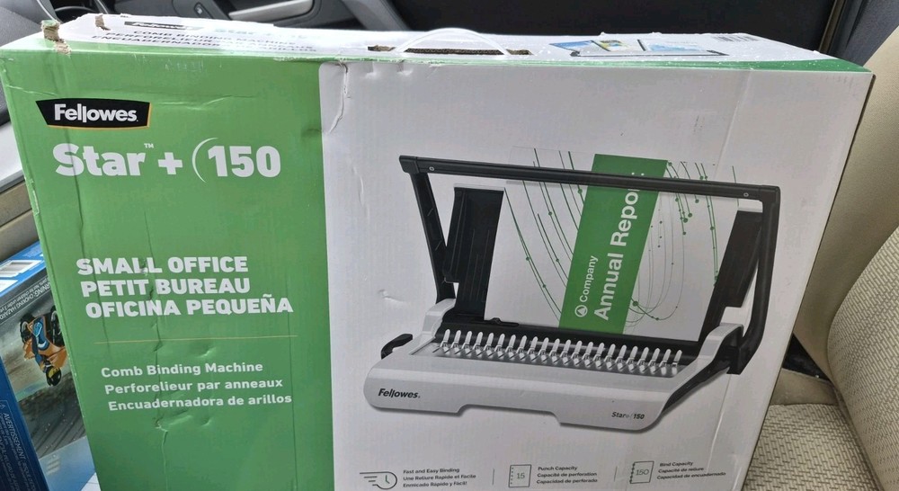 Fellowes Star+ 150 Comb Binding Machine CRC50065 Open Box Complete 12 Sheet