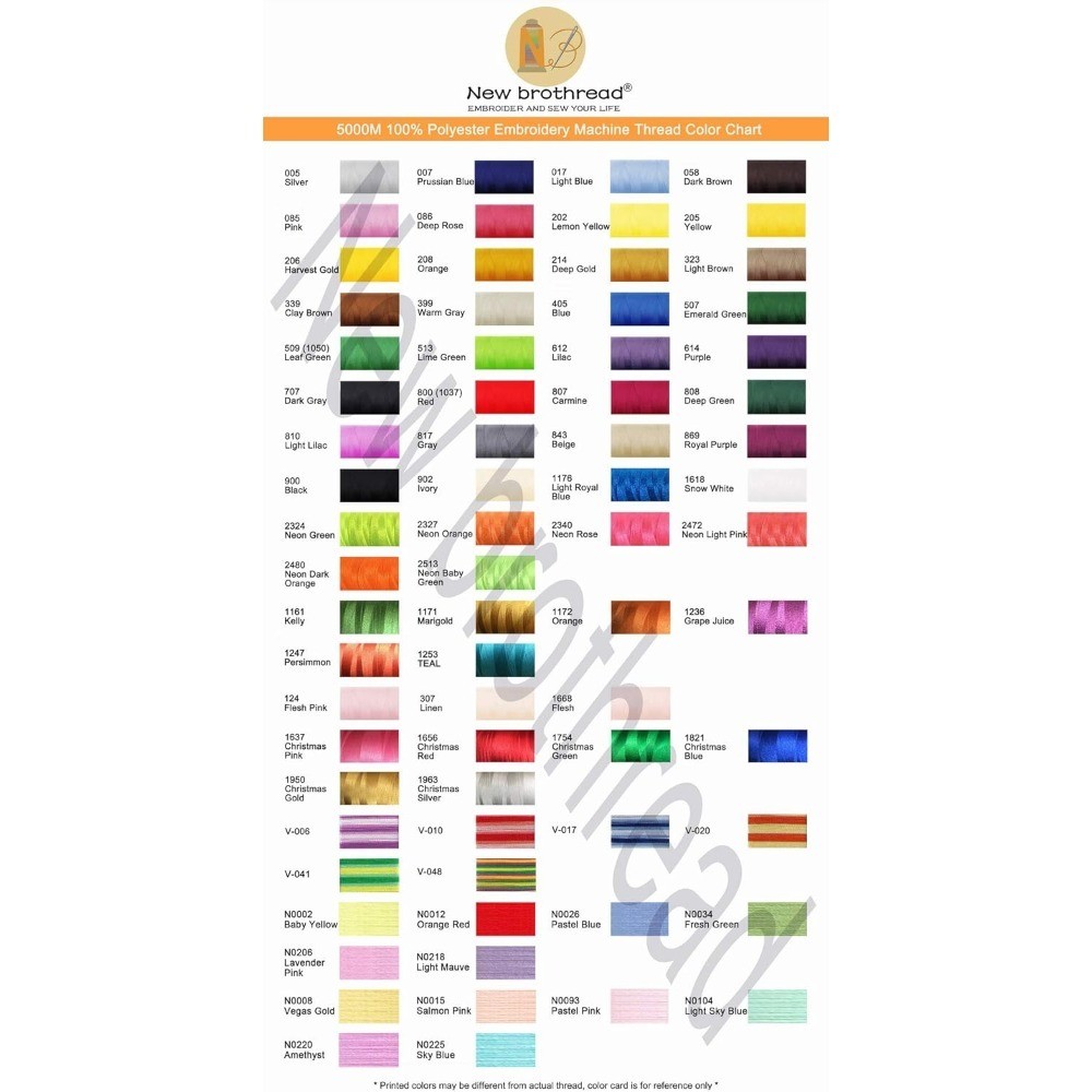 Large 5000M Polyester Embroidery Thread Spool Assorted Color Pack for Machine
