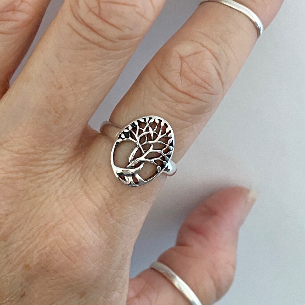 Sterling Silver Medium Tree of Life Ring, Fortune Ring, Silver Rings, Leaf Ring