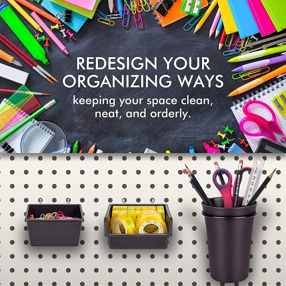 Space-Saving Pegboard Bins with Adjustable Hooks - Perfect for Workshops