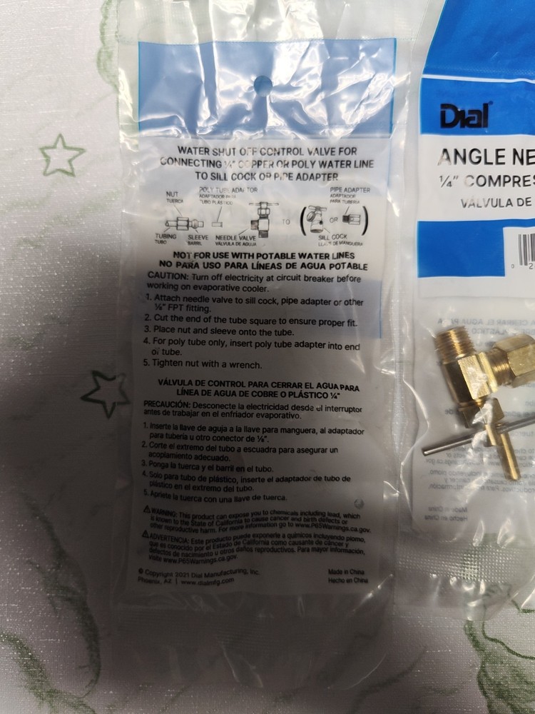 4 Pk.Dial Angle Needle Valve 1/4" Compression × 1/8" MPT 94395