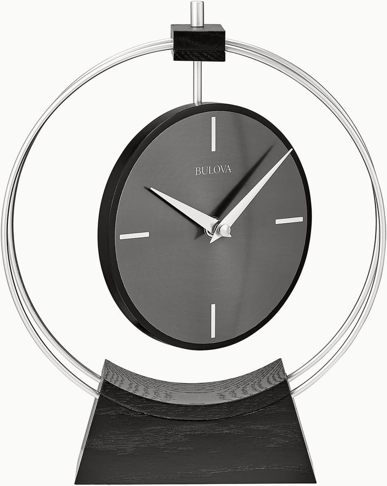 Aire Silver Modern Desk Clock by Bulova