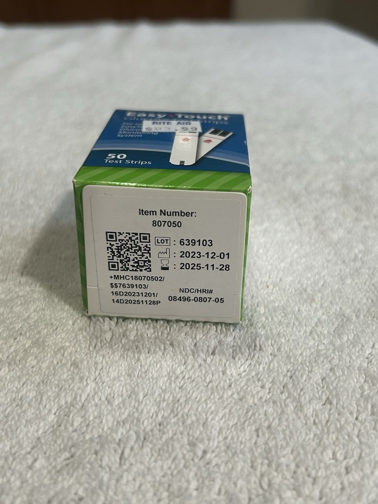 Easy Touch Blood Glucose Test Strips 50ct No Coding Required 11/28/2025