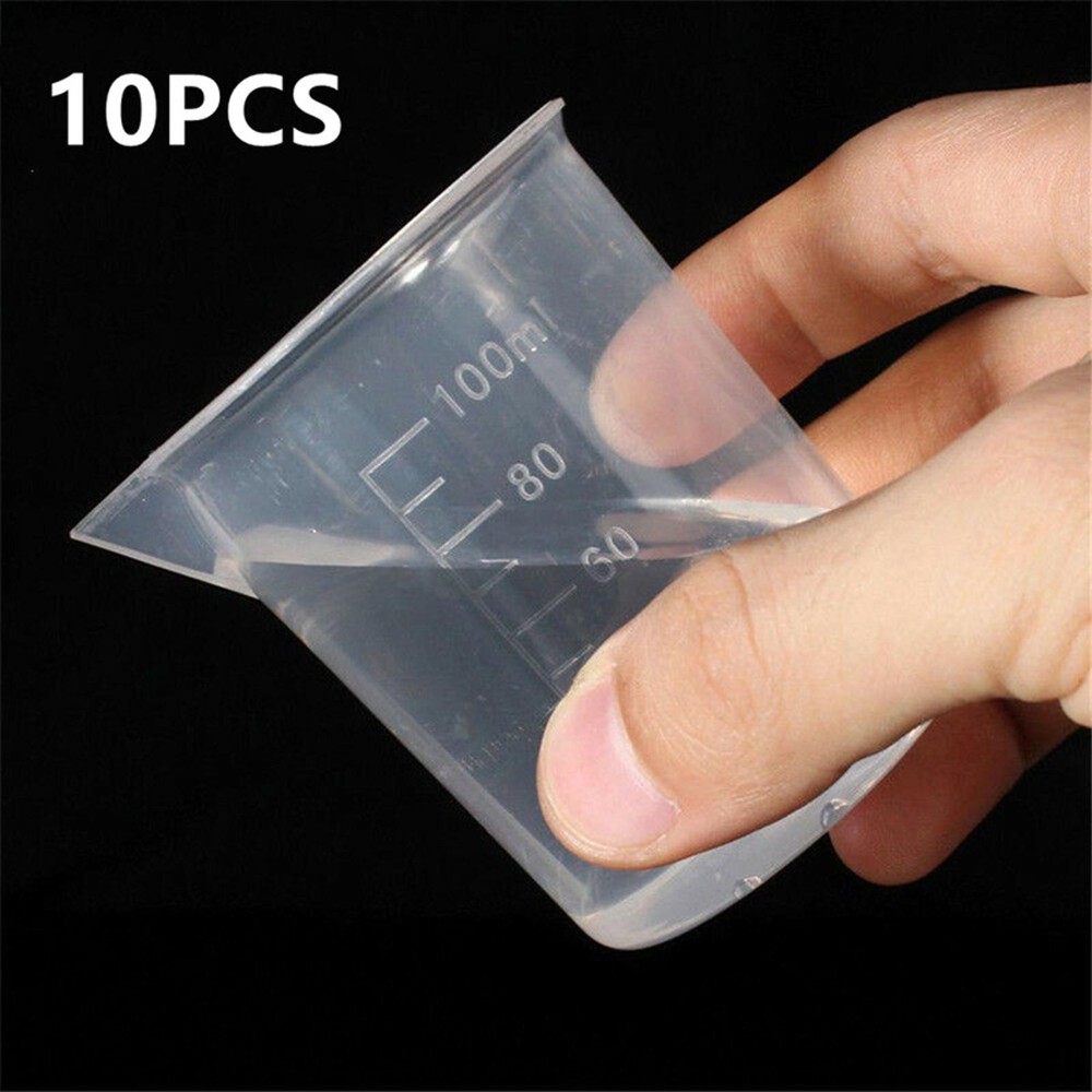 1/2/10Pcs 100ml Transparent Measuring Cup Plastic Jug Beaker Kitchen/Lab Tool