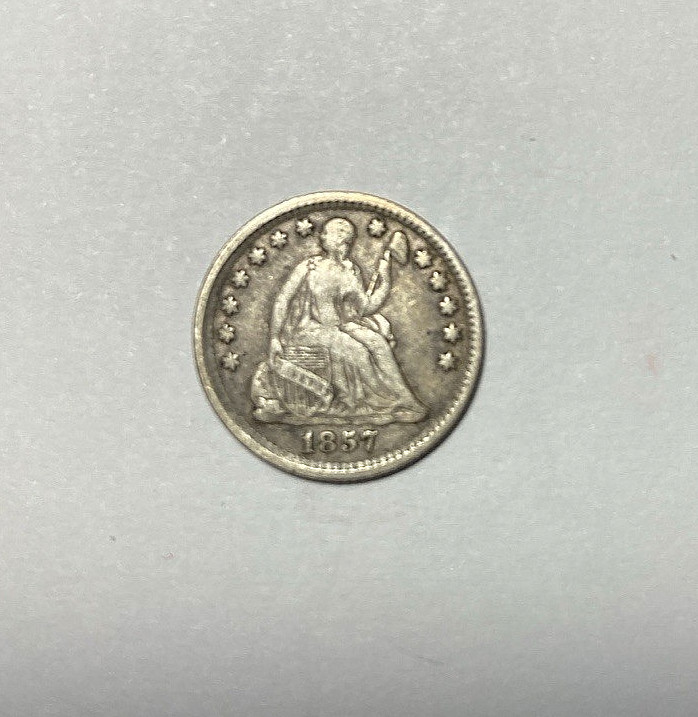 1857 Seated Liberty Half Dime Nice Original Fine