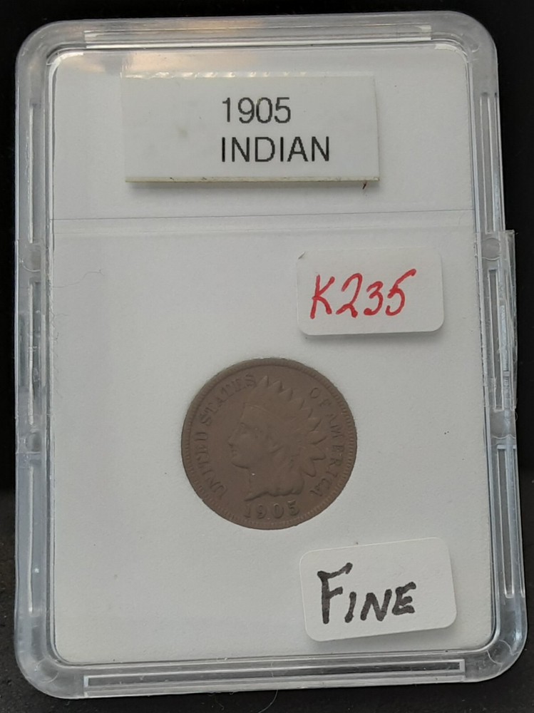 1905 INDIAN HEAD CENT - FINE - IN PLASTIC CASE - K235