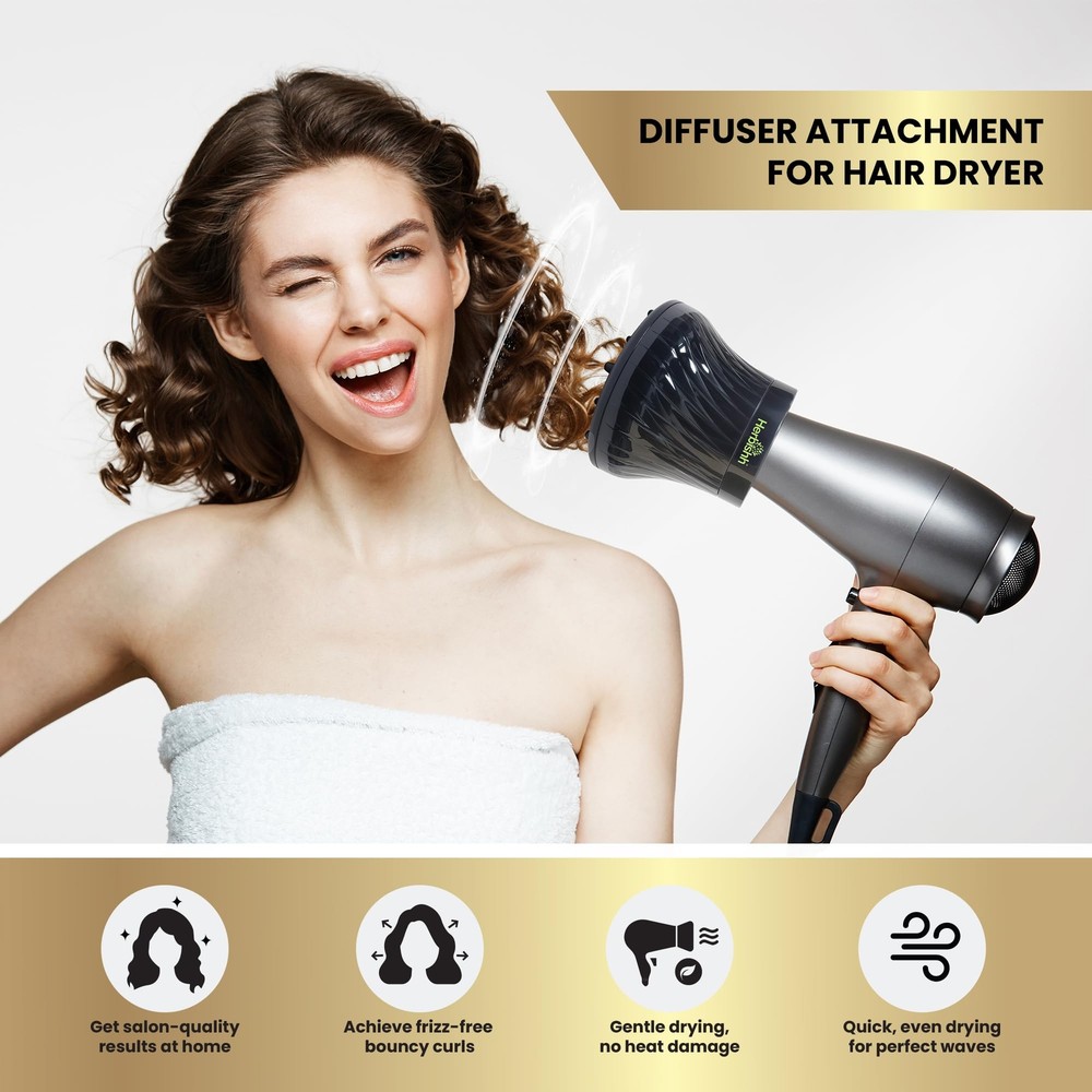 Universal Hair Dryer Diffuser Attachment Adjustable 3.5-8cm Adds Volume