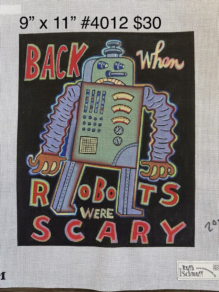 Needlepoint Canvas 9” x 11” Robot 18 ct