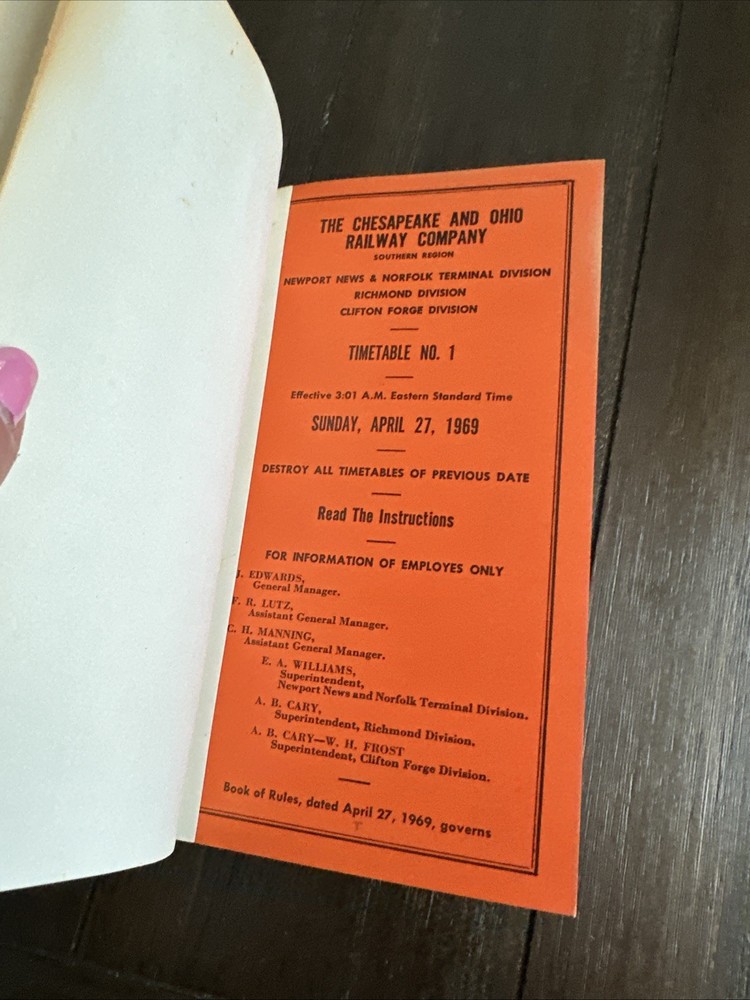 C&O Vintage Timetable book