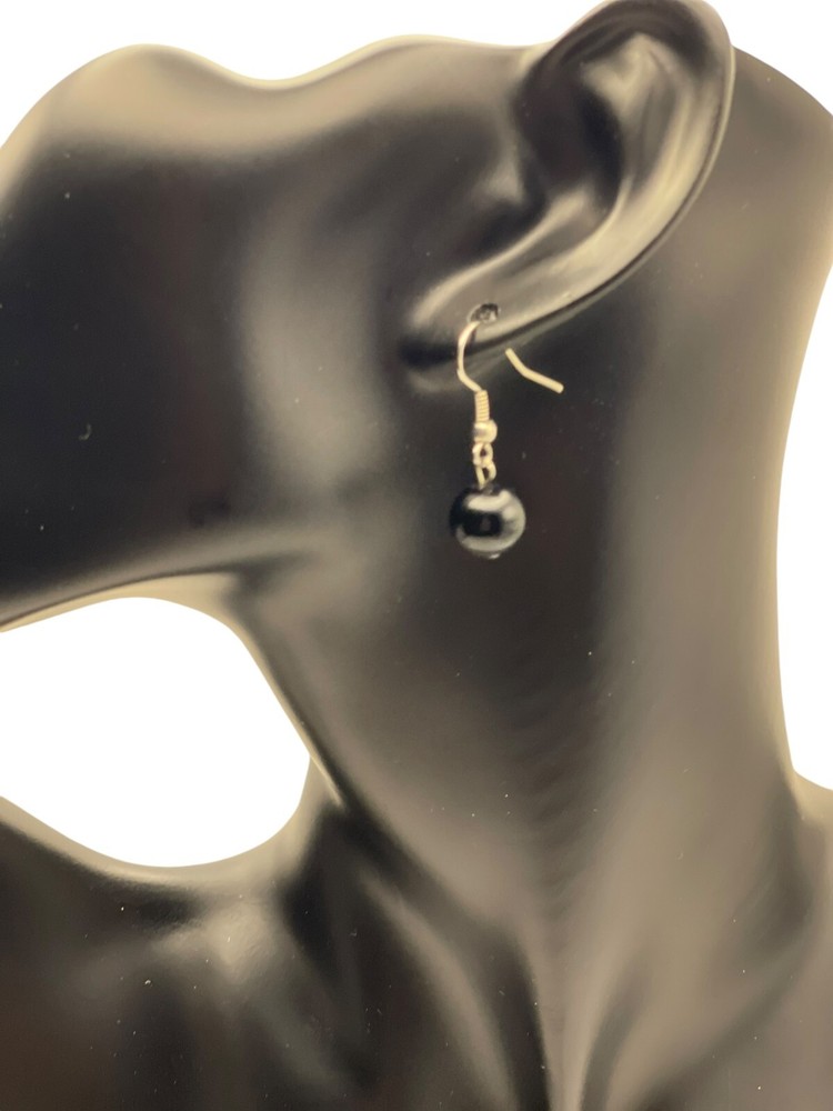 **Vintage Black Ball Drop Hook Earrings