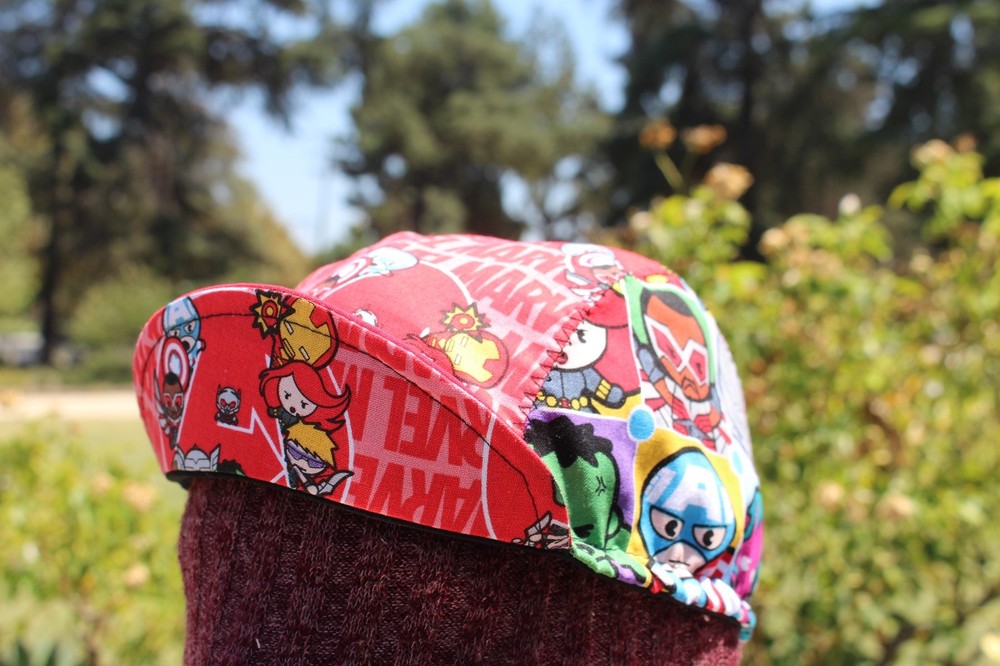 CYCLING CAP MINI MARVEL COMIC 100% COTTON ONE SIZE HANDMADE