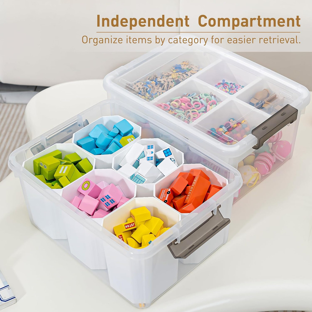 Craft Organizers, 2 Pack-17 QT, Clear White