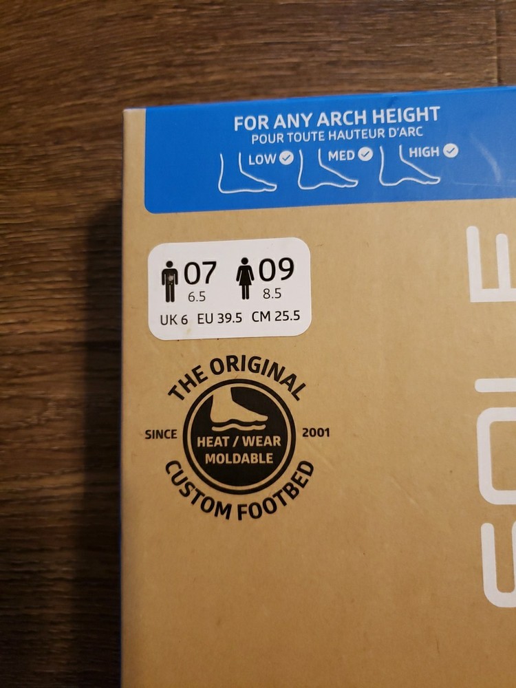 SOLE Active Medium Orthotic Arch Support Inserts Men 7 (6.5) Women 9 (8.5)