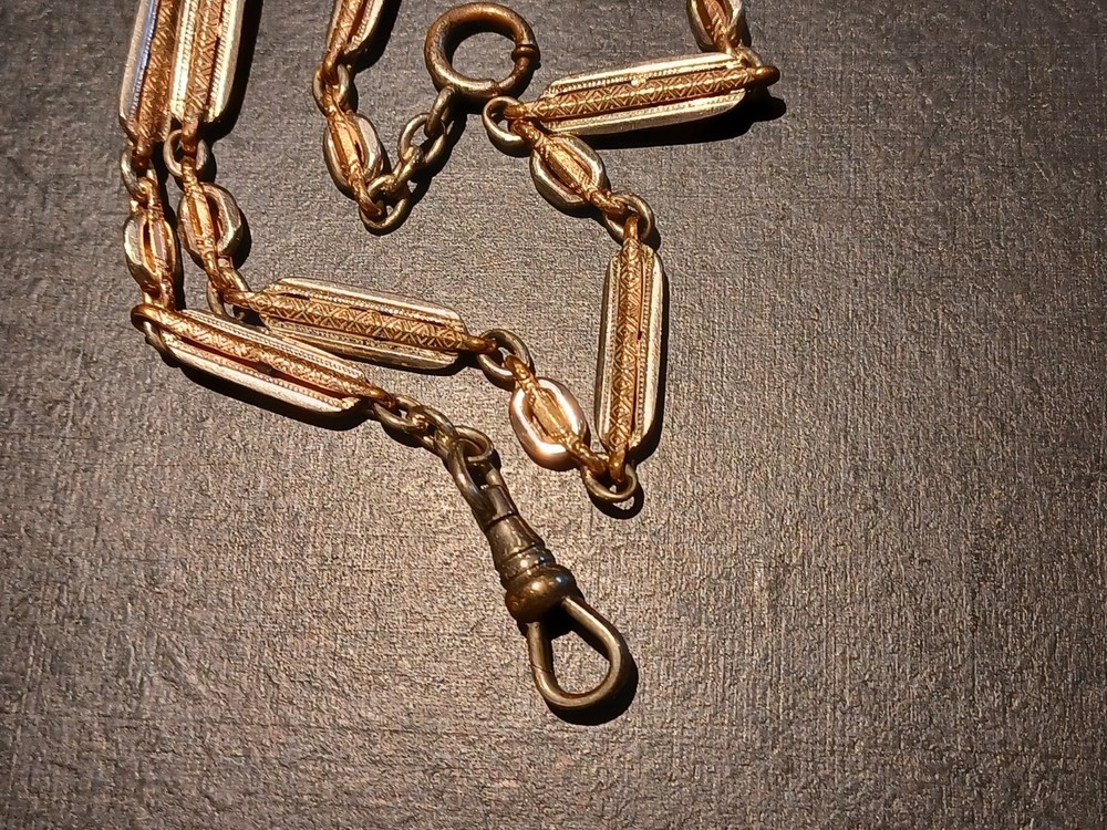 14" Pocket Watch Chain Gold Filled Two Tone