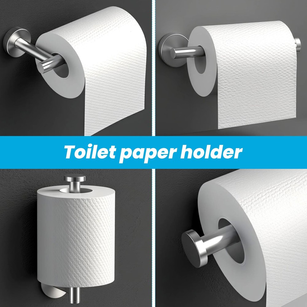 5 Piece Bathroom Set, Bathroom Hardware Set, Wall Mounted Thickened 304 Stain...