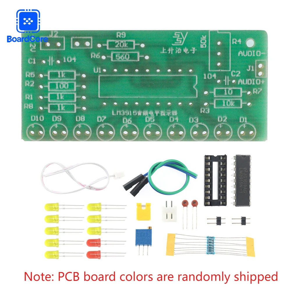 LM3915 DIY Kit 10 LED Sound Audio Spectrum Analyzer Level Indicator Project