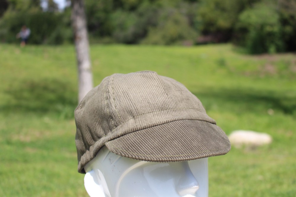 CYCLING CAP 4 PANEL CORDUROY OLIVE COLOR ANY SIZE HANDMADE