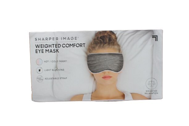 Sharper Image Weighted Comfort Eye Mask Grey Gray Hot Cold Insert Light Blocking