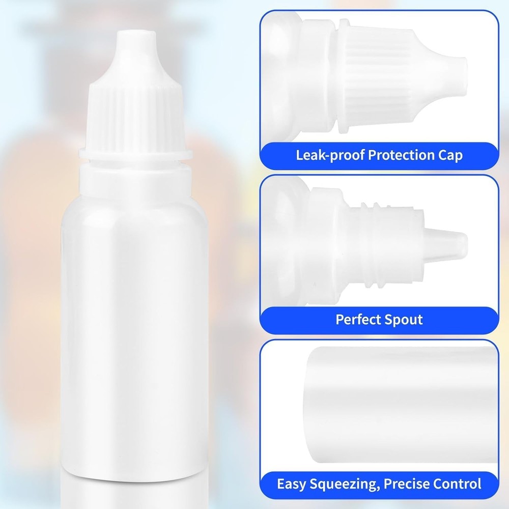 5 PCS (4 Bottles + 1 Funnel) 15ml (0.5oz) Small Plastic Dropper -...