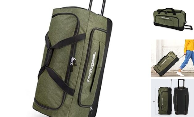 Duffel Bag with Rolling Wheels 30-Inch Green