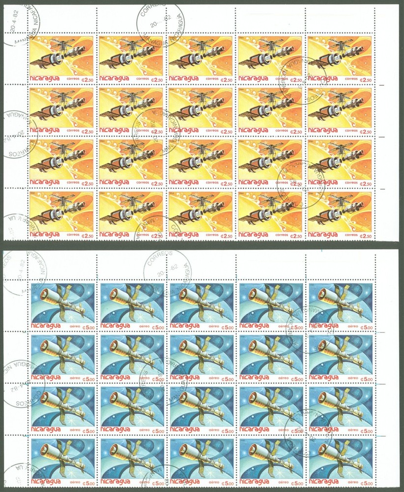 Sheet R67 Nicaragua 1982 Space ( 2 pcs)