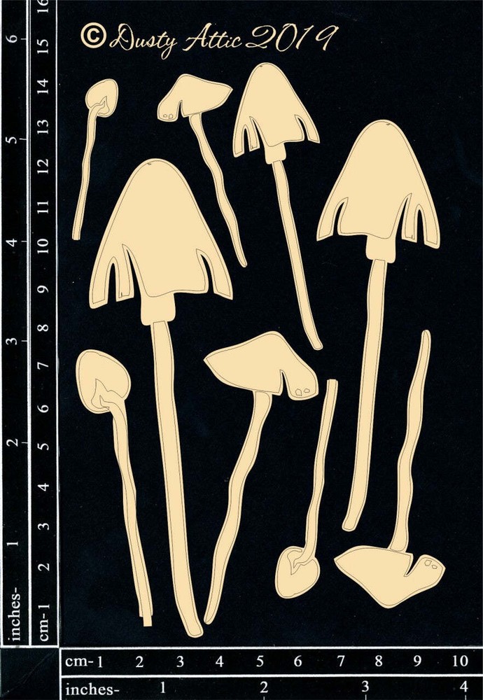 Dusty Attic Chipboard 4x6 - Toadstools #2, DA2384