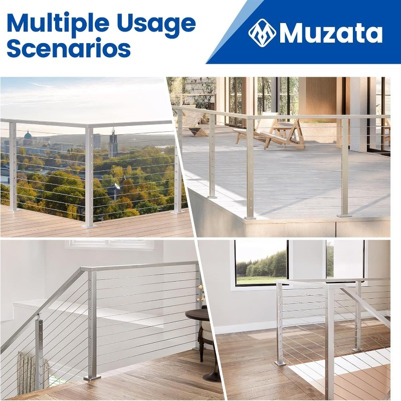 Corner Cable Railing Post T-drilled One-Post Corner Solution Surface Mount