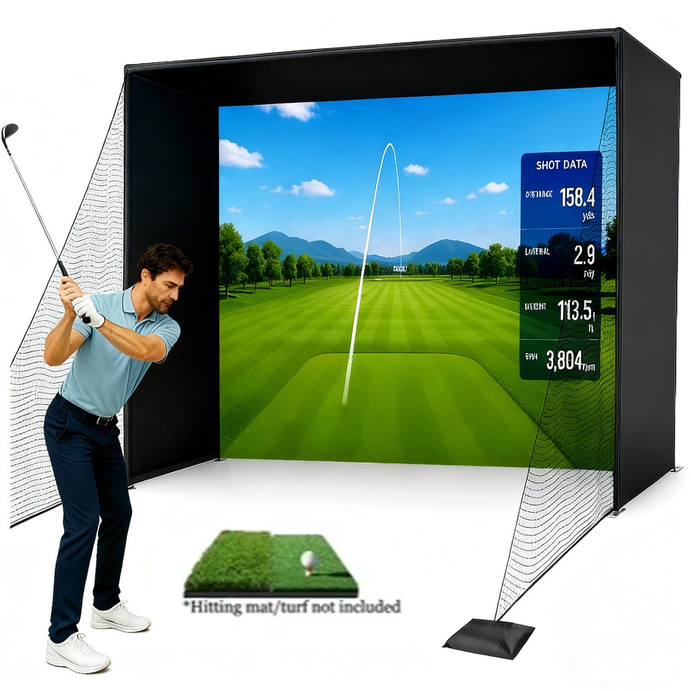 10×8ft Enhanced Edition Golf Simulator Enclosure Nets Sturdy Indoor Golf Cage