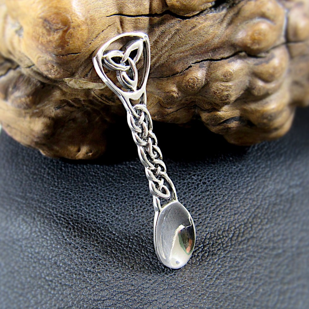 Solid 925 Sterling Silver Celtic Trinity Knot Salt Spoon - Pagan Altar Tool