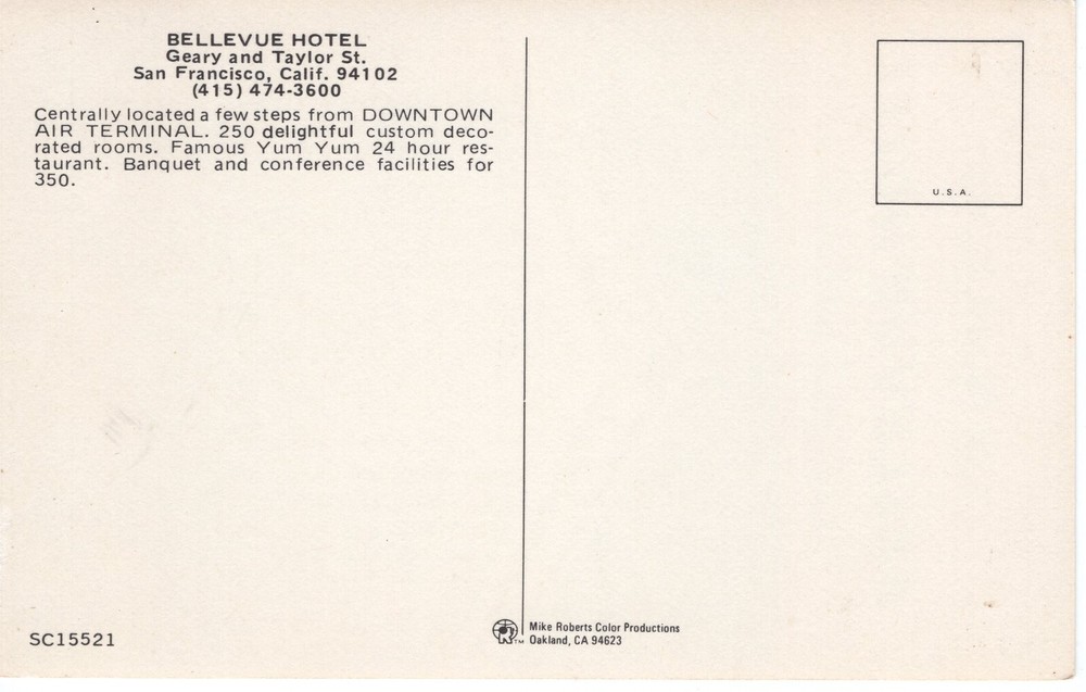 BELLEVUE HOTEL, SAN FRANCISCO, CA - PC5174
