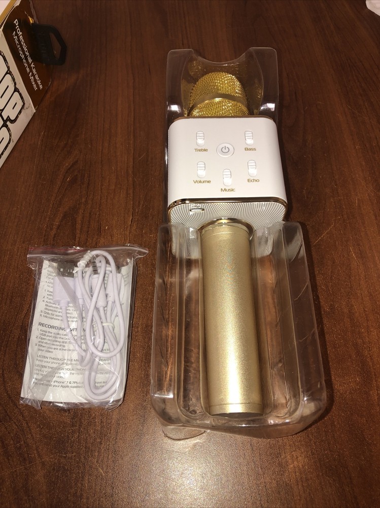 Pop Solo Bluetooth Karaoke Microphone Rose Gold/White