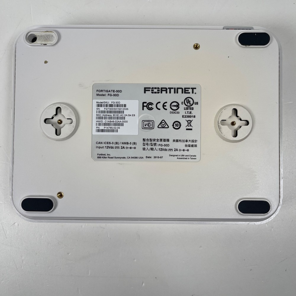 Fortinet FortiGate FG-30D FireWall w/ Power Supply