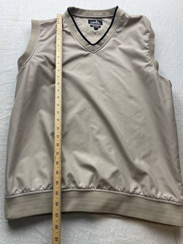 Mens Ashworth Golf Weather System Sleeveless Pullover V-Neck Vest Khaki Medium