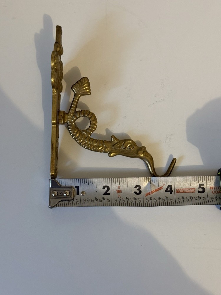 Vintage Solid Brass Wall Hook Serpent-Style With Faces Ornate