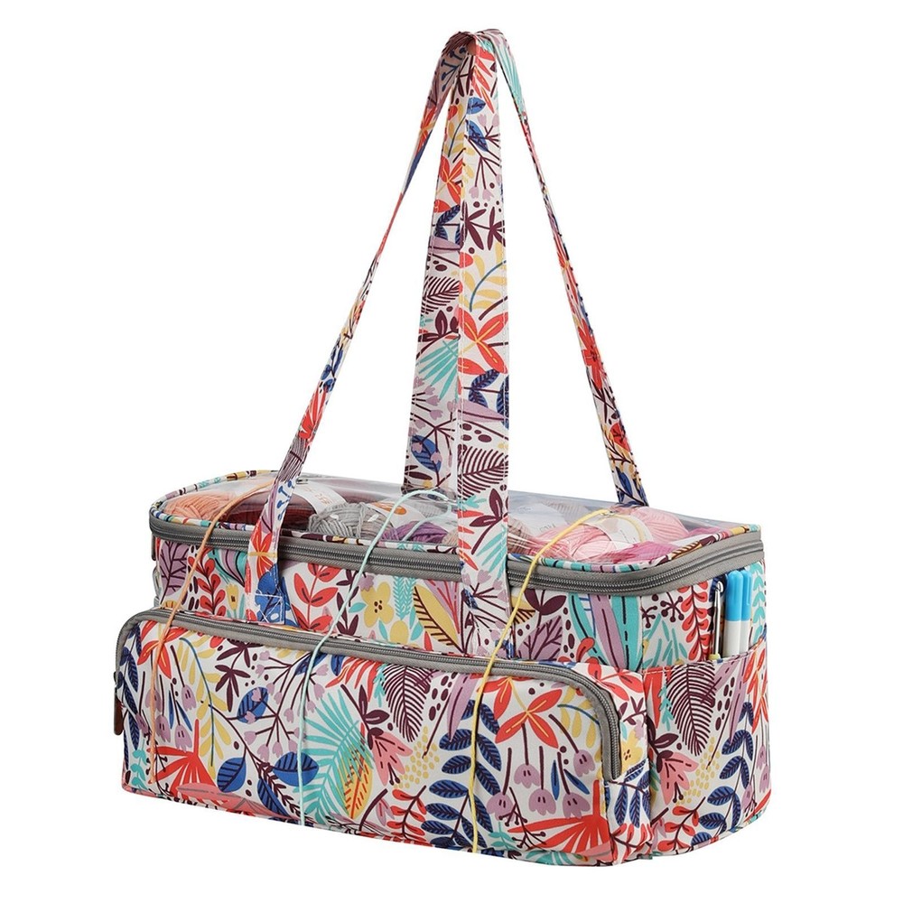 Knitting Bag, Yarn Storage Organizer Empty Shoulder Strap Handbag Large Crochet