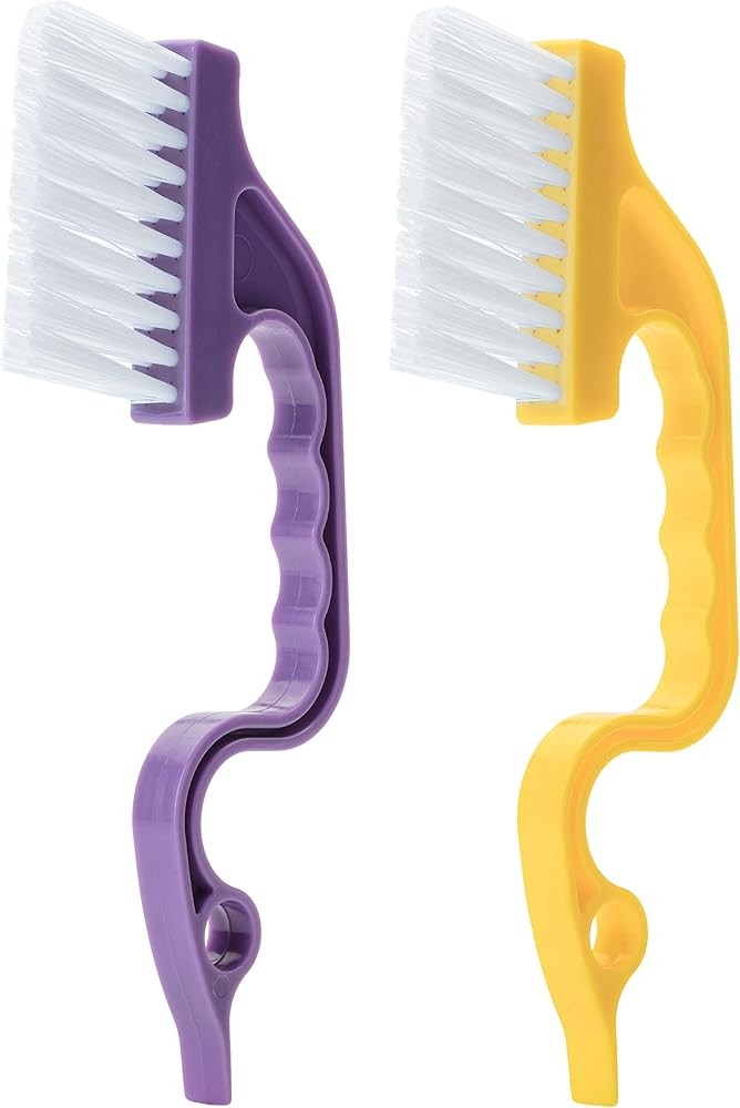 Sli- Window Tra Cleaning Brush,Blue Ergonomic Handle, Built-in Scraper