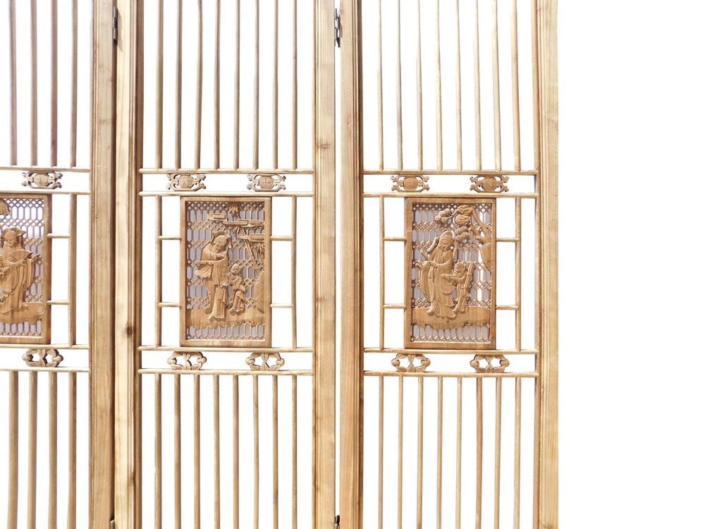 Chinese People Carving Window Pattern Wood Panel Floor Screen cs1523
