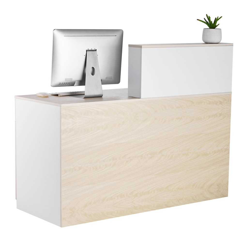 Uimoso Reception Desk Rectangular Front Counter Table 55.12 in Wood Office Table